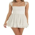 thumbnail image 1 of Robes Mini Décontractées pour Femmes Robe en Dentelle Dos Nu Bandage Ligne A Robe Mini Évasée, 1 of 6