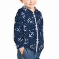 thumbnail image 2 of Kids Boys Girls Zip Up Hoodie - anchors waves navyblue Sun Protection Sweatshirt Workout Long Sleeve Jacket, 2 of 7