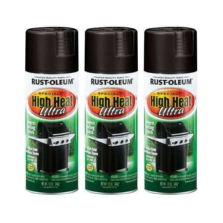 (3 Pack) Rust-Oleum Specialty High Heat Ultra Black Spray Paint, 12 (Best Temperature To Paint)