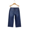 thumbnail image 6 of Women's High Waisted Jeans Pants Summer Casual Elastic Waist Stretchy Capri Pants with Pockets by Yigetop Dark blue M, 6 of 7