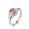 thumbnail image 1 of 1.25 Carat Oval cut Morganite and Diamond Flower Engagement Ring in 14k White Gold morganite and diamond engagement ring, 1 of 3