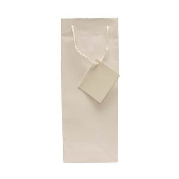 JAM Paper Glossy Wine Bag, 5 x 12.75 x 4, White, 1/Pack