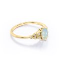 thumbnail image 3 of 1 Carat Oval Cut White Opal And Moissanite - Milgrain Edge - 8 Prong Cathedral - Cluster Engagement Ring - 18K Yellow Gold Plating Over Silver, 3 of 4