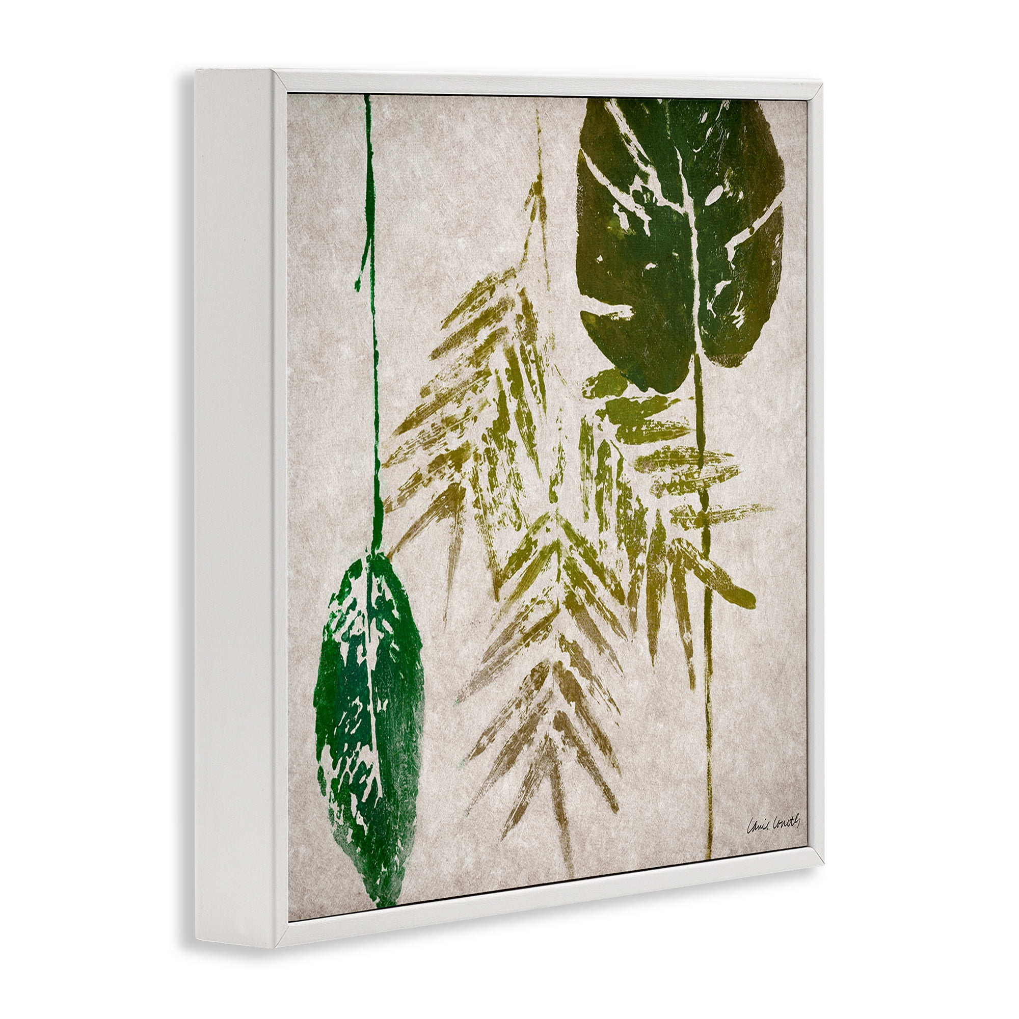 Stupell Industries Botanical Leaf Impressions Botanical & Floral Painting White Framed Art Print Wall Art, 24 x 24