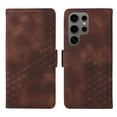 thumbnail image 5 of ELEHOLD For Samsung Galaxy S22 Ultra Leather Wallet Phone Case, Embossed Diamond Folio Flip Cover, Card Holder Cash Slot, Stand Support, Wrist Strap Lanyard -Coffee, 5 of 10