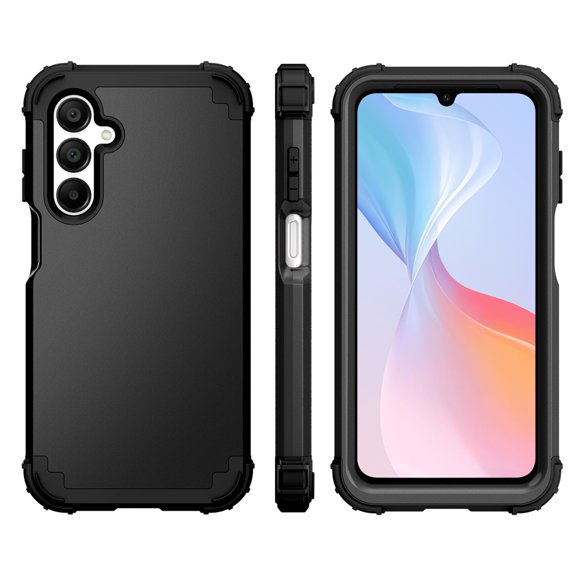 TECH CIRCLE for Samsung Galaxy A12 5G Slim Soft Rubber Armor Case,Three Layer Heavy Duty Shockproof Protection Hard Plastic Bumper   Soft Silicone Rubber Hybrid Protective Cover,Black
