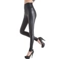 thumbnail image 3 of Mallas de piel sintética TRKIYQC para mujer cintura alta talla grande Negro, 3 of 6
