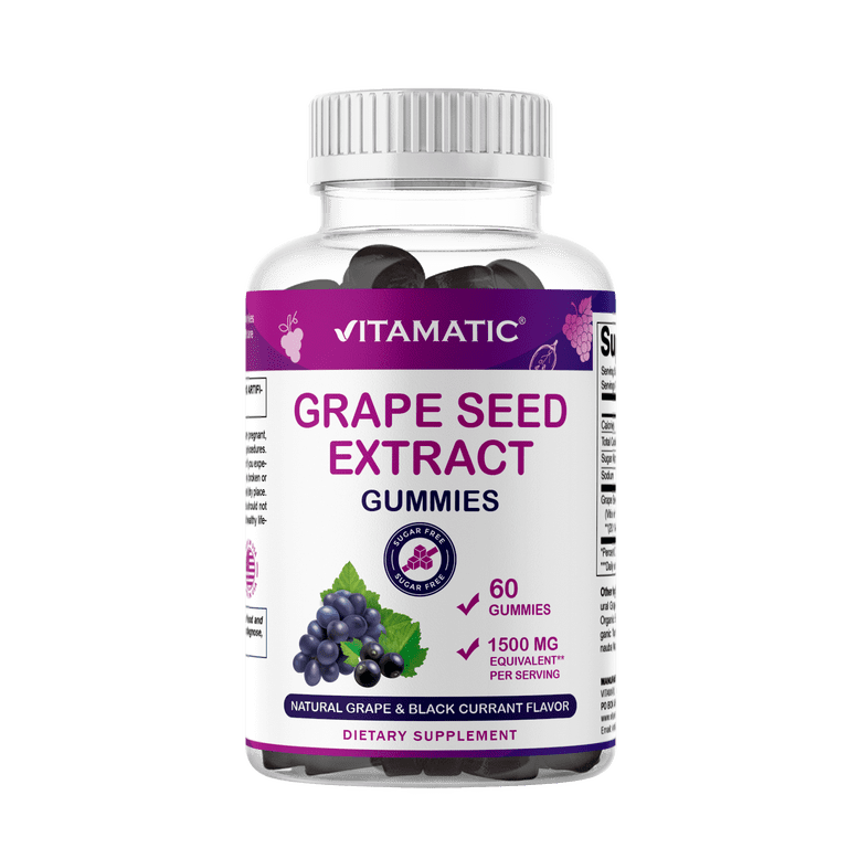2 pack) Vitamatic Grape Seed Extract Gummies – 1500 mg Equivalent