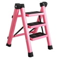 thumbnail image 2 of davian Folding Ladder 3 Step Portable Antislip Stepladder Sturdy Iron Work Ladder Compact Multifunctional Lightweight Suitable for Household Kitchen Garage I Pink, 2 of 8