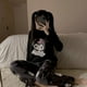 thumbnail image 4 of Pijamas de dos piezas de dibujos animados de Kawai Sanrio Kuromi, ropa de casa suave de Corea del Sur, regalo de Navidad para niñas salientes, Otoño, nuevo, 4 of 4