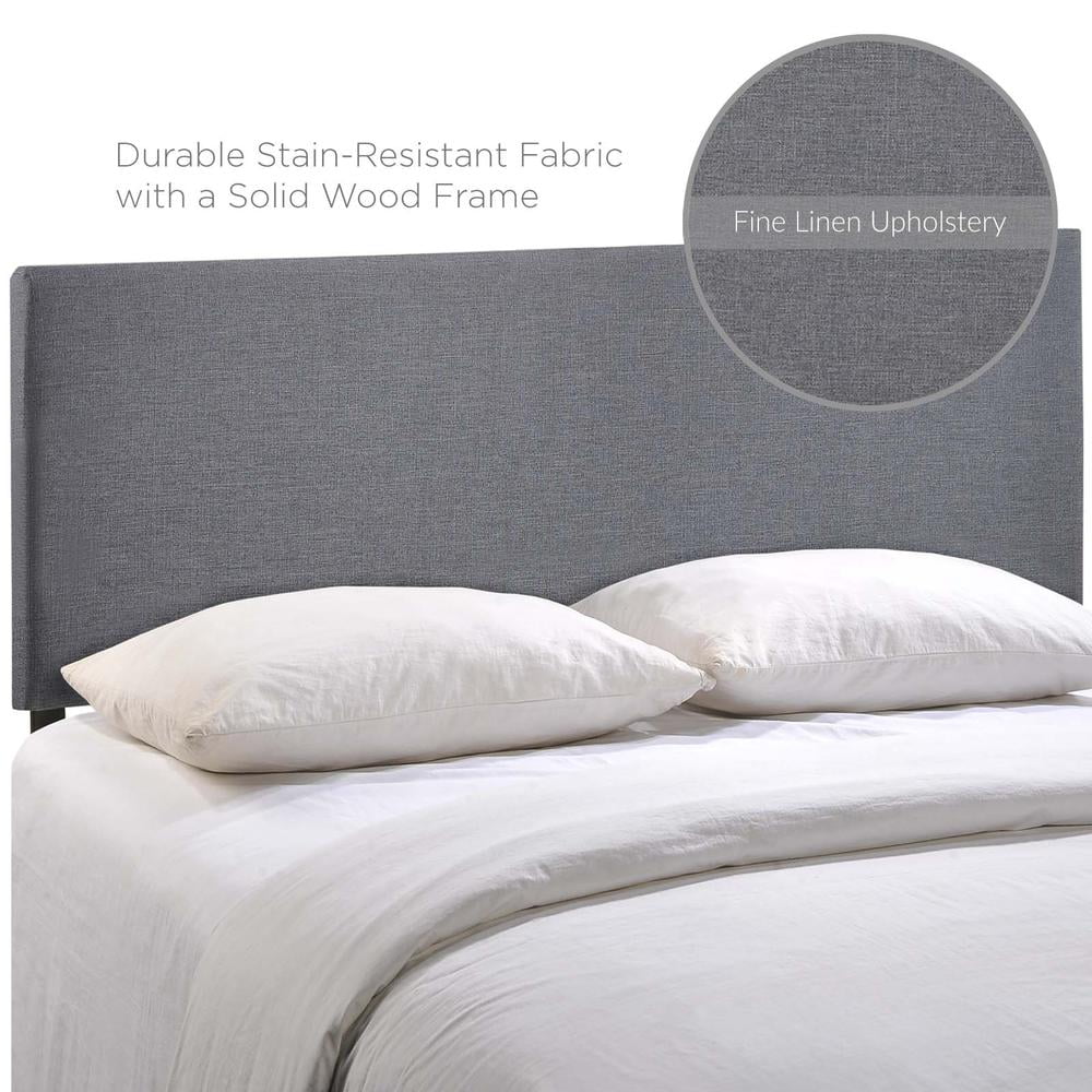 Modway Region Queen Upholstered Linen Fabric Headboard in Smoke Gray