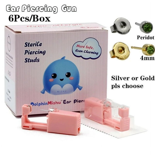 6Pcs/Box Disposable No Pain Ear Piercing Cartilage Tragus Helix Gun Unit ear Stud Display Piercing Tool Kit Ear Piercing Unit