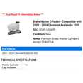 thumbnail image 2 of Brake Master Cylinder - Compatible with 2003 - 2004 Chevy Avalanche 1500, 2 of 2