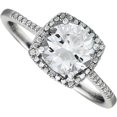 thumbnail image 5 of Sterling Silver Halo-Style Lab Created White Sapphire & .01 ct tw Diamond Ring - Size 7, 5 of 6