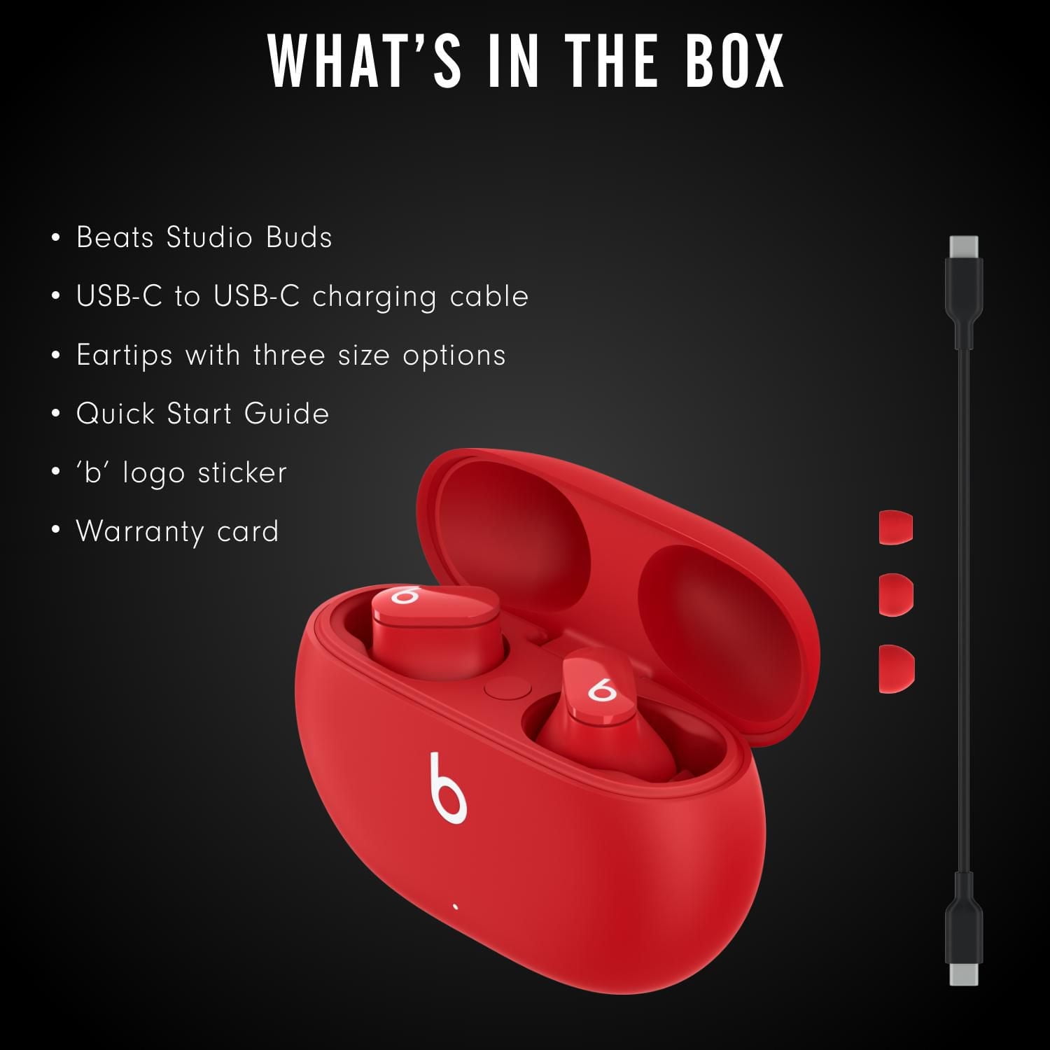 Beats Studio Buds – True wireless noise cancelling earphones – Active Noise Cancelling, IPX4 rating, sweat-resistant earbuds, compatible with Apple and Android, Class 1 Bluetooth®, built-in microphone, True Wireless Noise Cancelling Earphones