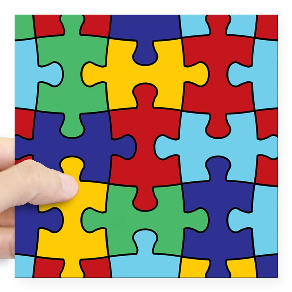 CafePress Autism Awareness Puzzle Piece Pattern Sticker Square