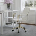 thumbnail image 3 of Martha Stewart Taytum Upholstered Office Chair in White/Polished Brass, 3 of 15