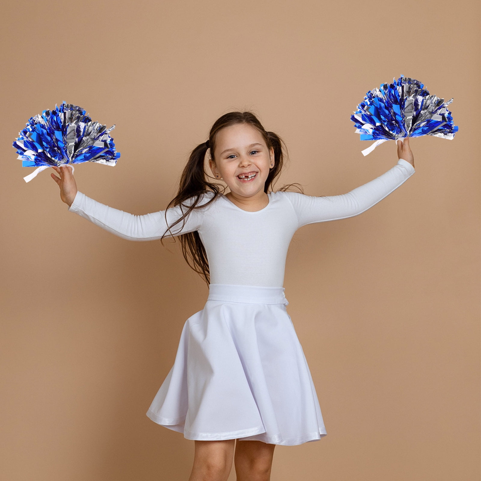 OULII cate Blue Prop Pom Poms for Cheerleaders with Finger Ring Style
