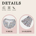 thumbnail image 3 of TEMOFON Blouses for Women Clothing Three Quarter Sleeve Floral Print V Neck Boho Tops Spring Shirts Summer Clothes Pink M, 3 of 8