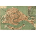 thumbnail image 2 of Vintage Maps 18x13 Black Ornate Wood Framed with Double Matting Museum Art Print Titled - Venice Venezia 1886, 2 of 4