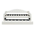 thumbnail image 4 of Royard Oaktree Upholstered Daybed, Twin Size Velvet Tufted Sofa Bed Frame w/Trundle for Living Room, 4 of 6