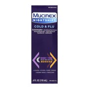 Mucinex Nightshift Cold and Flu Liquid, Pain Reliever, Fever Reducer, Cough Suppressant, Antihistamine - 1 Bottle (4 fl. Oz.)