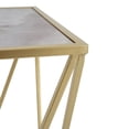 thumbnail image 4 of Christopher Knight Home 15.75" Square Glass Side Table with Iron Geometric Frame, Gold+White, 4 of 9