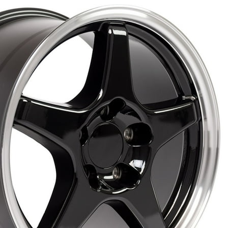 17 inch Rim fits 1997-2004 Chevrolet Corvette ZR1 Style Black w/Machined Lip 17x9.5 Wheel Direct Fit