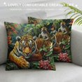 thumbnail image 3 of Wild TigerPillow Covers,Tropical Animal Monkey Bird Parrot Reversible Print Cushion Covers,Jungle Botanical Palm Leaves Flowers CouchPillow Covers for Sofa Bed, 3 of 5