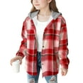 thumbnail image 2 of Jinhomg Toddler Boys Girls Flannel Plaid Jackets Shirts Button Down Long Sleeve Hoodie Jacket Winter Fashion Lightweight Preppy Coats, 2 of 3