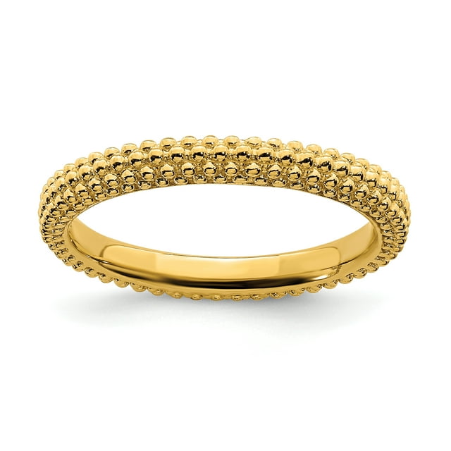 925 Sterling Silver Gold Stackable Ring Textured Domed