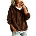 thumbnail image 4 of Fewfanhot Women's Tops, Tees & Blouses Casual Loose-fitting Long-sleeved Knitted Velvet Hooded Sweatshirt Top, 4 of 9