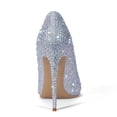 thumbnail image 3 of Zhabtuc Women's High Heels Pumps，Fashion Closed Pointed Toe Glitter High Heels Slip-ons Stiletto Wedding Dress Shoes Prom Party Shoes Silver Size 7, 3 of 5