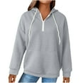 thumbnail image 2 of ylioge S-5X Plus Size Waffleknit Hoodies for Women with Zipper and Pocket Long Sleeve Sweatshirts Pullover Solid Color Raglan Going-Out Hoodie Tops, 2 of 5