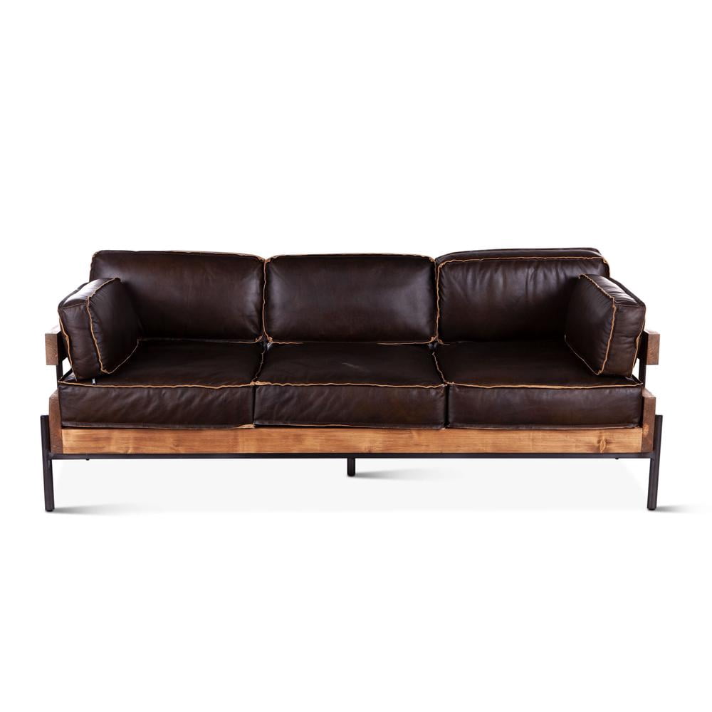 World Interiors ZWCISOFBB Chiavari Mocha Brown Leather Sofa,