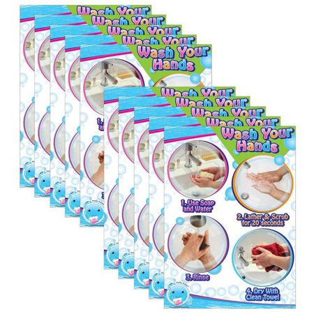 UPC: 0703185970358 | Ashley Productions Smart Poly PosterMat Pals Space Savers  13  x 9-1/2   Wash Your Hands  Pack of 10