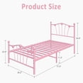 thumbnail image 1 of Tamaño individual metal cama frames para para niños con cabecero y footboard, heavy duty slats support in rosa, 1 of 5