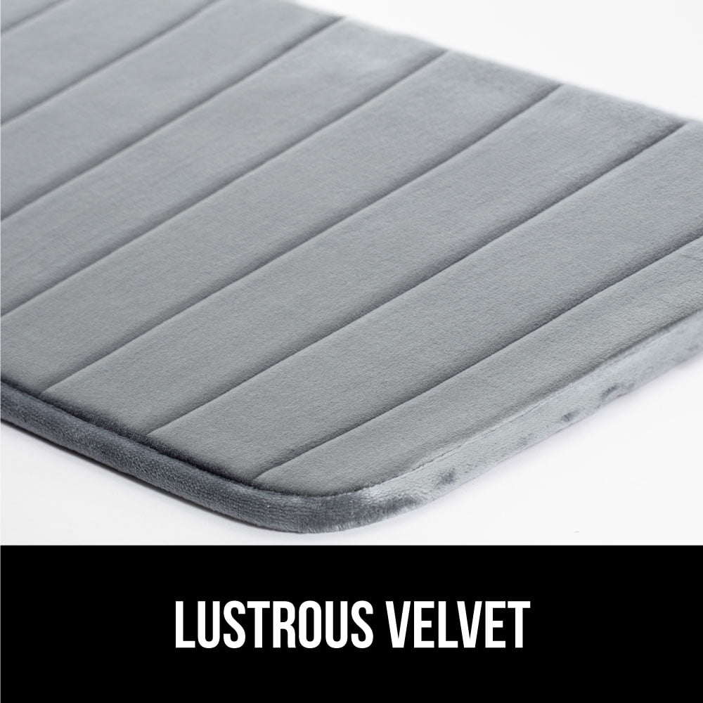 GORILLA GRIP Bathroom Rug, Soft Absorbent Memory Foam Shower Floor Mat, 24x17 Graphite Gray