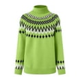 thumbnail image 4 of larppty Women's Fair Isle Sweater Casual Crewneck Long Sleeve Lightweight Vintage Knit Jumper Tops (Green, L), 4 of 8