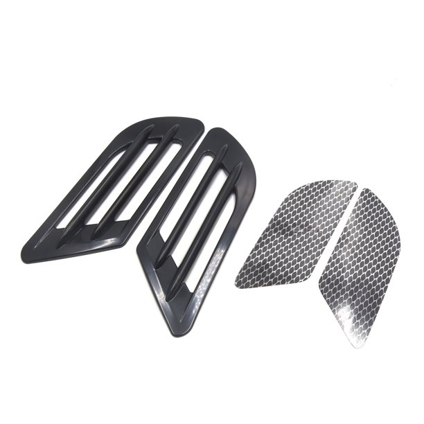 2Pcs 17X8cm Forma Toma de Aire Decoración Lateral Guardabarros de Coche Plástico Negro