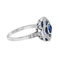 thumbnail image 2 of Vintage Art Deco Floral Cluster Ring, Blue Sapphire Birthstone Diamond Ring, Milgrain Bezel Set Diamond Engagement Ring, Cluster Halo Ring, 14K White Gold Plated, 2.4 Ct Simulated Diamond & Sapphire, 2 of 5