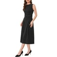thumbnail image 4 of INSPIRE CHIC Women's Dress Sleeveless Crew Neck High Waist A-Line Office Dresses XS Black, 4 of 6
