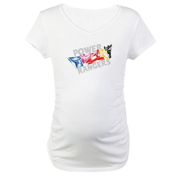 CafePress - Power Rangers Hero Poses Women's Maternity T Shirt - Cotton Maternity T-shirt, Cute & Funny Pregnancy Tee