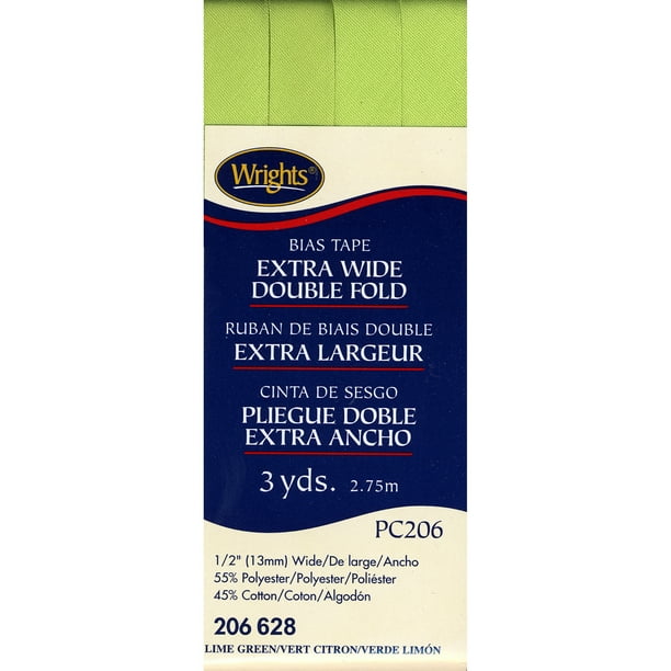 Wrights 1/2"x3 Yd Extra Wide Double Fold Bias TapeLime Green Walmart