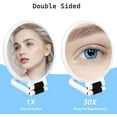 thumbnail image 2 of 30x Magnifying Mirror, Travel Hand Mirrors with Handle - Double Side Handheld Mirror with 1X 30X Magnification & Adjustable Handle, Hand Held Foldable Travel Mirror for Makeup(Pearl White), 2 of 6