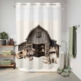 thumbnail image 6 of No Hook Shower Curtain, Easter Bunny Shower Curtains for Bathroom with See Through Top Window, Vintage Farmhouse Countryside Rabbits Floral Waterproof & Washable Bath Curtain 60"x72", 6 of 9