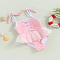 thumbnail image 3 of Filles Romper Maillot de Bain Sans Manches hors Épaule Maille Robe Body, 3 of 8