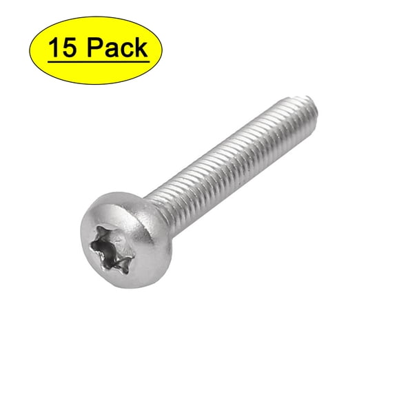 Uxcell M4 x 25mm 316 Stainless Steel Round Torx Head Machine Screw (15-pack)
