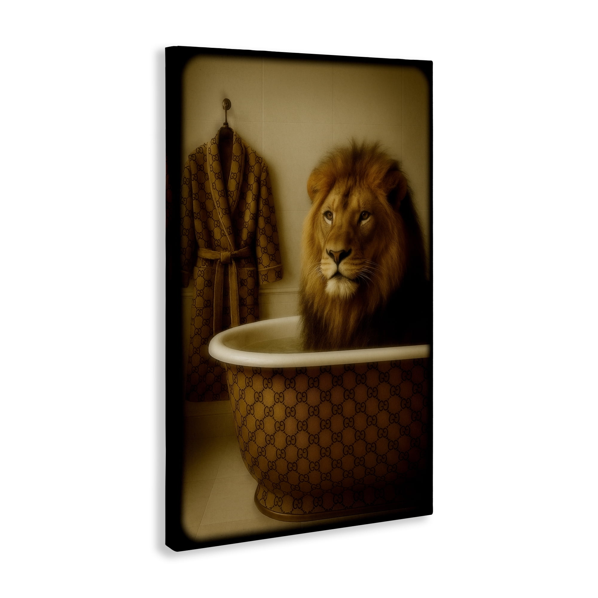 Stupell Industries Couture Lion in Luxury Tub Canvas Wall Art, design by Grotto Studios