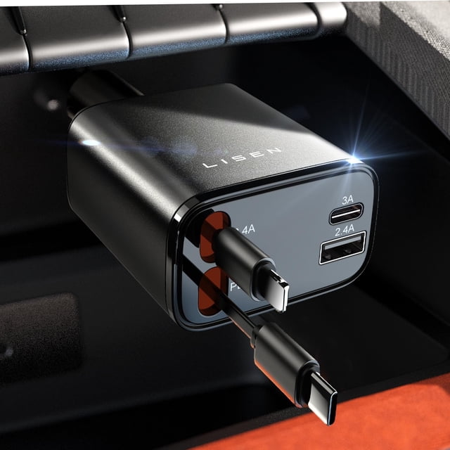 Cargador de coche LISEN Cargador rápido USB C retráctil para Ford